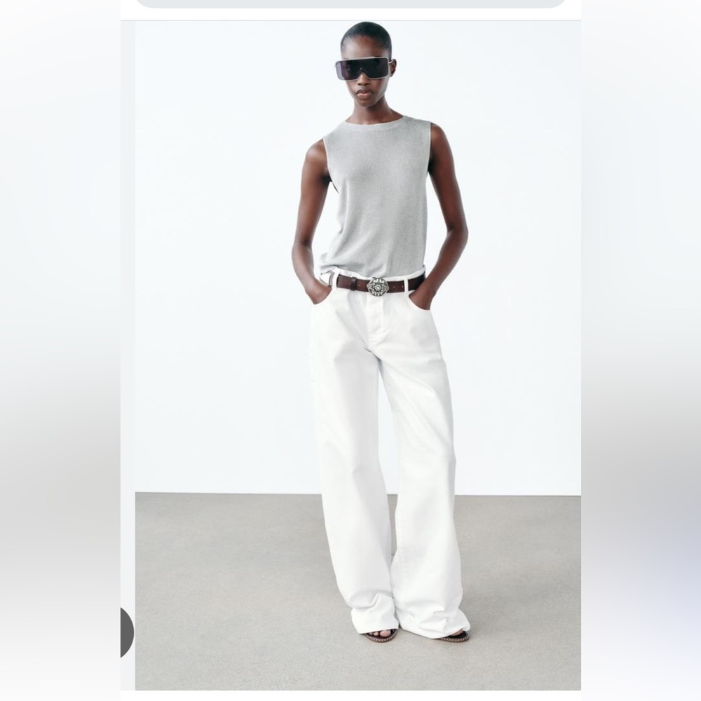 Zara Metallic Knit Sleeveless Top M - Picture 2 of 5